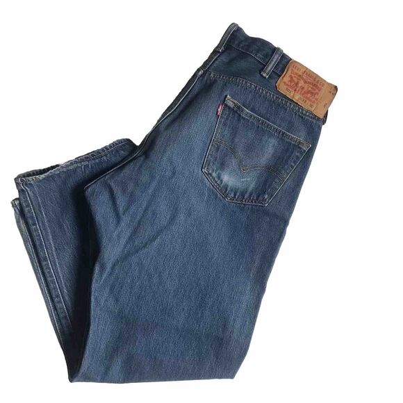 Levis 501 Vintage Button Fly Blue Jeans Mens Size 38 X 30 Act 35 X 27.5 Vstitch - Picture 1 of 12